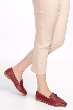 Gondol Hakiki Deri Kadın Babet iz.3501 - Bordo - 37