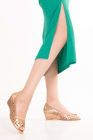 Gondol İçi Deri Abiye Ayakkabı mik.603 - Gold - 37