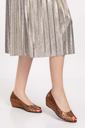 Gondol İçi Deri Abiye Ayakkabı mik.603 - Bakır - 38