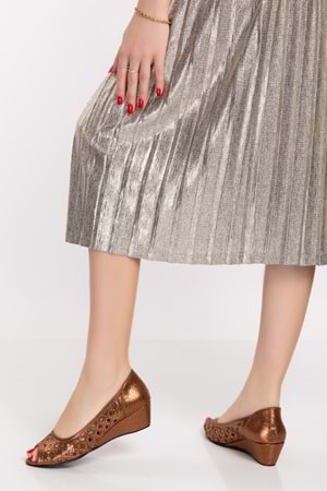 Gondol İçi Deri Abiye Ayakkabı mik.603 - Bakır - 38