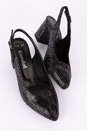 Gondol Kadın Hakiki Deri Yılan Desenli Topuklu Ayakkabı şhn.709 - Çelik Yılan - 36
