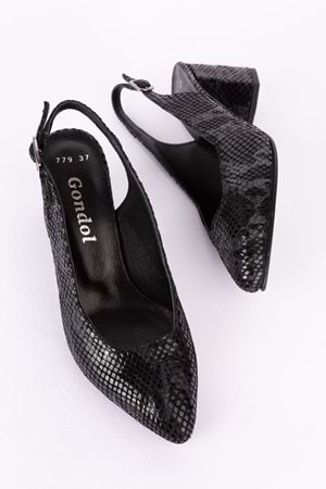 Gondol Kadın Hakiki Deri Yılan Desenli Topuklu Ayakkabı şhn.709 - Çelik Yılan - 36