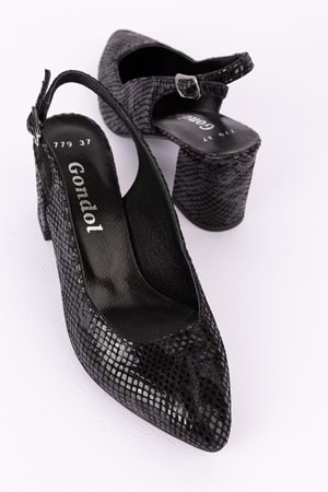 Gondol Kadın Hakiki Deri Yılan Desenli Topuklu Ayakkabı şhn.709 - Çelik Yılan - 36