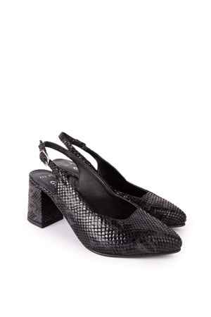 Gondol Kadın Hakiki Deri Yılan Desenli Topuklu Ayakkabı şhn.709 - Çelik Yılan - 37