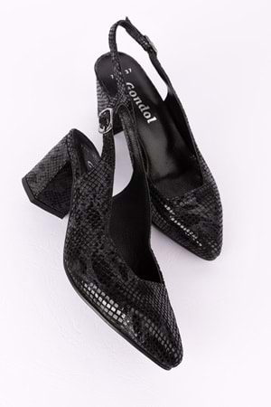 Gondol Kadın Hakiki Deri Yılan Desenli Topuklu Ayakkabı şhn.709 - Çelik Yılan - 40