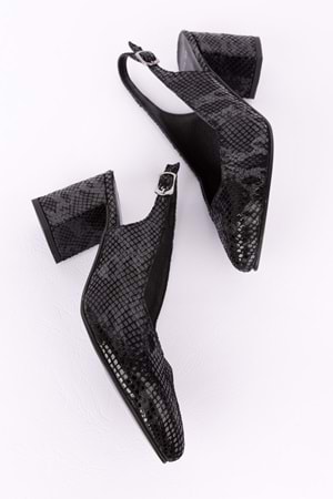 Gondol Kadın Hakiki Deri Yılan Desenli Topuklu Ayakkabı şhn.709 - Çelik Yılan - 40