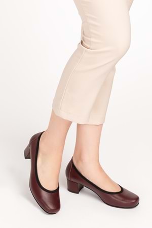 Gondol Kadın Hakiki Deri Rahat Günlük Topuklu Ayakkabı şhn.280 - Bordo - 39