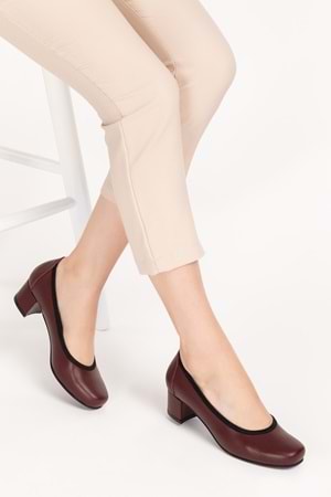 Gondol Kadın Hakiki Deri Rahat Günlük Topuklu Ayakkabı şhn.280 - Bordo - 41