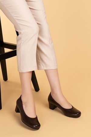 Gondol Kadın Hakiki Deri Rahat Günlük Topuklu Ayakkabı şhn.280 - Kahverengi - 41