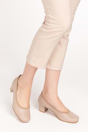 Gondol Kadın Hakiki Deri Rahat Günlük Topuklu Ayakkabı şhn.280 - Vizon - 40