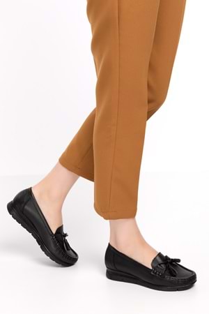 Gondol Hakiki Deri Günlük Rahat Loafer Ayakkabı pyt.1200 - Siyah Cilt - 37