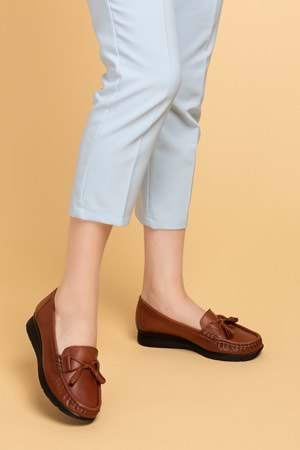 Gondol Hakiki Deri Günlük Rahat Loafer Ayakkabı pyt.1200 - Taba - 39