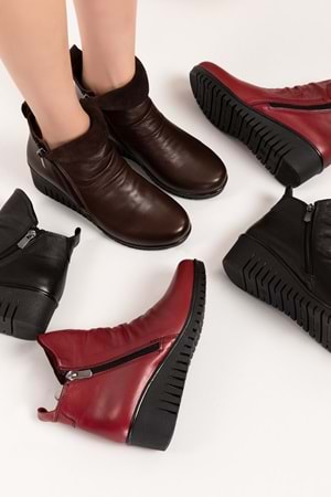 Gondol Kadın Hakiki Deri Kaymaz Dolgu Topuk Taban esfa.2003 - Bordo - 37