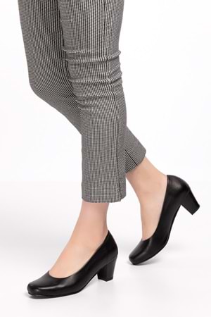 Gondol Kadın Hakiki Deri Yuvarlak Burun Rahat Topuklu Ayakkabı şhn.5116-1 - Siyah - 41