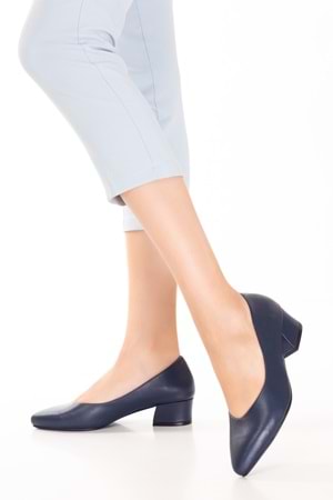 Gondol Kadın Hakiki Deri Topuklu Hostes Ayakkabısı şhn.801 - Lacivert - 41