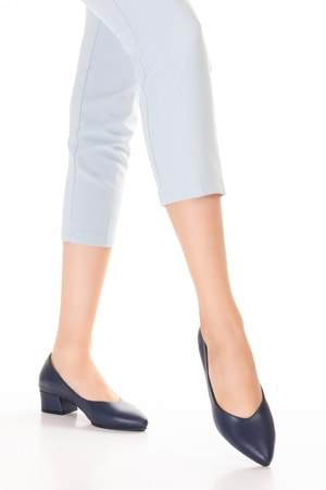 Gondol Kadın Hakiki Deri Topuklu Hostes Ayakkabısı şhn.801 - Lacivert - 41