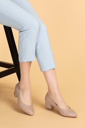 Gondol Kadın Hakiki Deri Topuklu Hostes Ayakkabısı şhn.801 - Vizon - 42