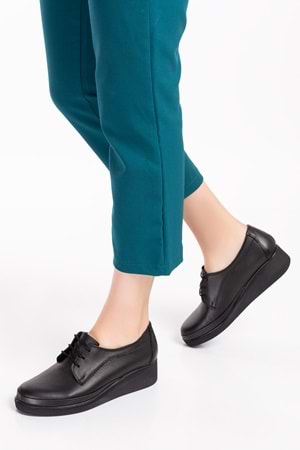 Gondol Hakiki Deri Anatomik Taban Rahat Ayakkabı ndr.124 - Siyah Cilt - 42