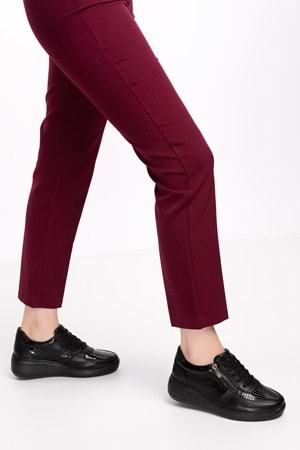 Gondol Hakiki Deri Anatomik Taban Rahat Fermuarlı Ayakkabı ndr.3802 - Siyah Petek - 38