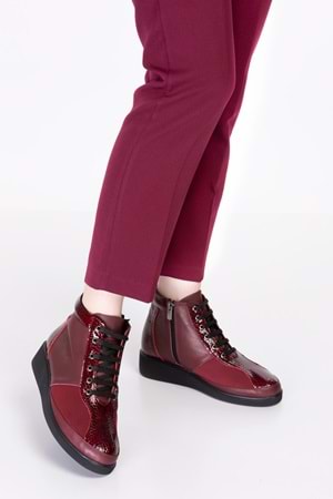 Gondol Hakiki Deri Anatomik Taban Kemik Çıkıntısına Özel Bot ert.3870 - Bordo - 40