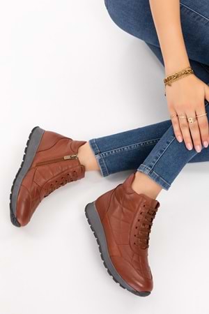 Gondol Içi Dışı Hakiki Deri Anatomik Taban Spor Ayakkabı gndl.616 - Fındık - 36