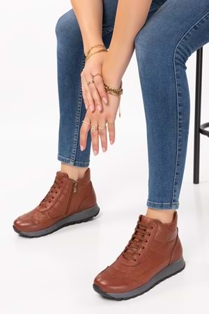 Gondol Içi Dışı Hakiki Deri Anatomik Taban Spor Ayakkabı gndl.616 - Fındık - 36