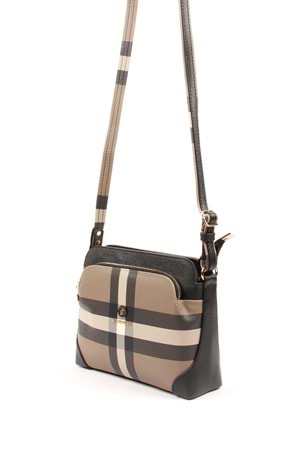 Silver Polo Kadın Tek Bölmeli Ekose Desen Çapraz Çanta sp.364 - Kahve Siyah Ekose - MK80