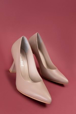 Gondol Kadın Hakiki Deri Stiletto Ayakkabı şhn.861 - Vizon - 41