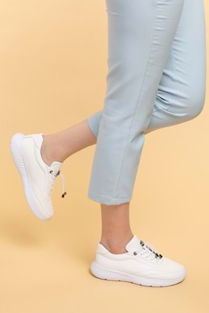 Gondol Içi Dışı Hakiki Deri Faylon Taban Hafif Spor Ayakkabı es.110 - Beyaz - 37