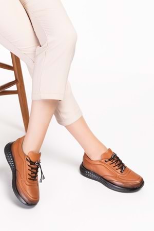 Gondol Içi Dışı Hakiki Deri Faylon Taban Hafif Spor Ayakkabı es.110 - Taba - 36