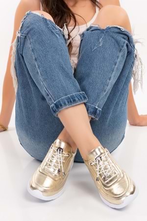 Gondol Içi Dışı Hakiki Deri Faylon Taban Hafif Spor Ayakkabı es.110 - Gold - 36