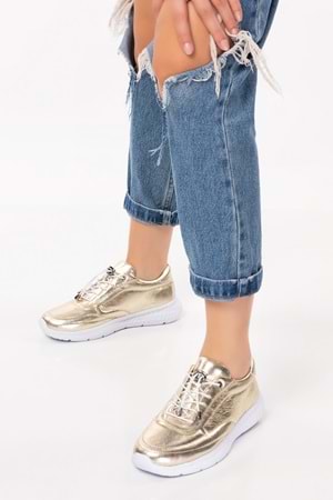 Gondol Içi Dışı Hakiki Deri Faylon Taban Hafif Spor Ayakkabı es.110 - Gold - 36