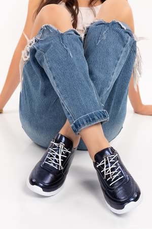 Gondol Içi Dışı Hakiki Deri Faylon Taban Hafif Spor Ayakkabı es.110 - Lacivert - 36