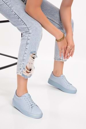 Gondol Hakiki Deri Anatomik Taban Spor Ayakkabı ell.6839 - Bebe Mavi - 39