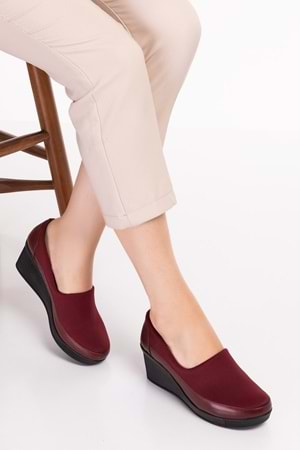 Gondol Hakiki Deri Dolgu Topuk Anatomik Taban Günlük Ayakkabı vdt.590 - Bordo - 38