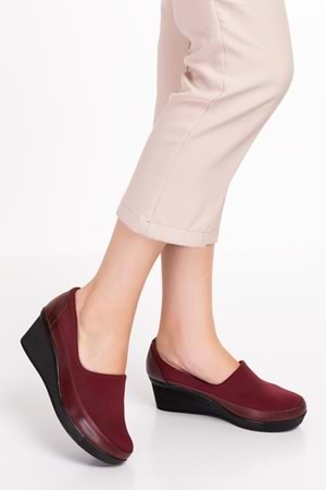 Gondol Hakiki Deri Dolgu Topuk Anatomik Taban Günlük Ayakkabı vdt.590 - Bordo - 38
