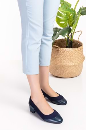 Gondol Hakiki Deri Kısa Topuk Rahat Ayakkabı vdt.39 - Lacivert - 35