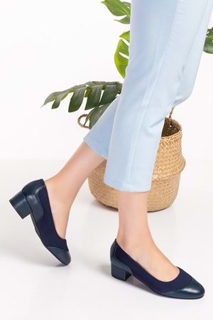 Gondol Hakiki Deri Kısa Topuk Rahat Ayakkabı vdt.39 - Lacivert - 35