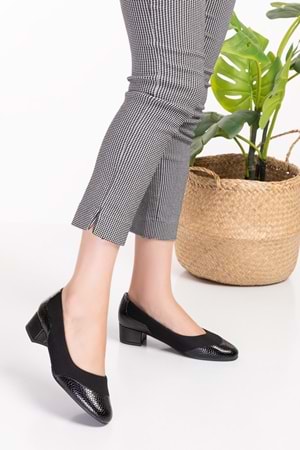 Gondol Hakiki Deri Kısa Topuk Rahat Ayakkabı vdt.39 - Siyah Petek - 35