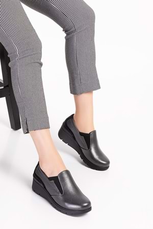 Gondol Hakiki Deri Anatomik Taban Rahat Ayakkabı esfa.4052 - Antrasit - 36