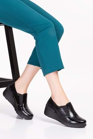 Gondol Hakiki Deri Anatomik Taban Rahat Ayakkabı esfa.4052 - Siyah Petek - 37