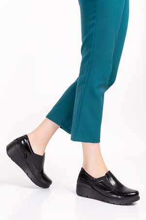 Gondol Hakiki Deri Anatomik Taban Rahat Ayakkabı esfa.4052 - Siyah Petek - 37