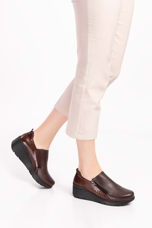 Gondol Hakiki Deri Anatomik Taban Rahat Ayakkabı esfa.4055 - Kahverengi - 41