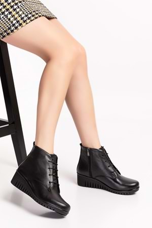 Gondol Kadın Hakiki Deri Kaymaz Dolgu Topuk Taban esfa.2002 - Siyah - 41