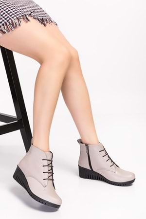 Gondol Kadın Hakiki Deri Kaymaz Dolgu Topuk Taban esfa.2002 - Gri - 38