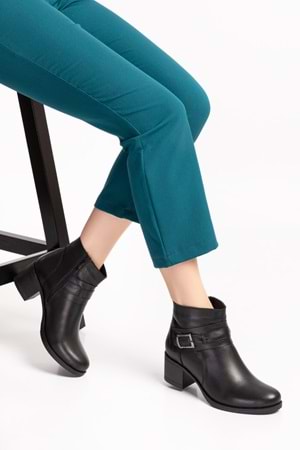 Gondol Kadın Hakiki Deri Kaymaz Taban Topuklu Bot okn.1063 - Siyah - 36