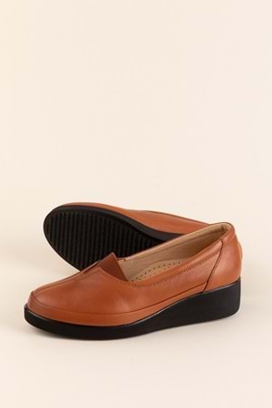 Gondol İçi Dışı Hakiki Deri Yumuşak Dokulu Günlük Ayakkabı ndr.101 - Taba - 37