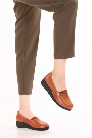 Gondol İçi Dışı Hakiki Deri Yumuşak Dokulu Günlük Ayakkabı ndr.101 - Taba - 37