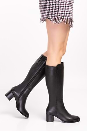 Gondol Hakiki Deri Topuklu Çizme anl.2131 - Siyah - 41