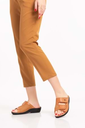 Gondol Kadın Hakiki Deri Kemik Çıkıntısına Özel Tabanı Çıkan Terlik Yprk.250 - Taba - 37